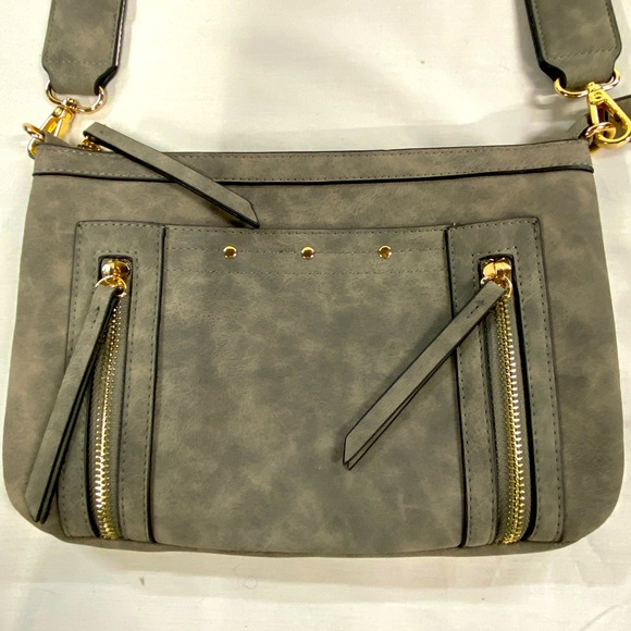Gray Suede Shoulder Bag - Picture 2 of 5